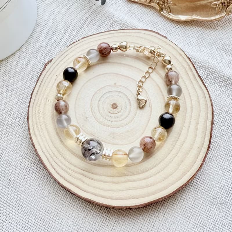 金根之光手鍊・閃靈鑽、黃塔晶、彩月光、銅髮晶、黑龍晶