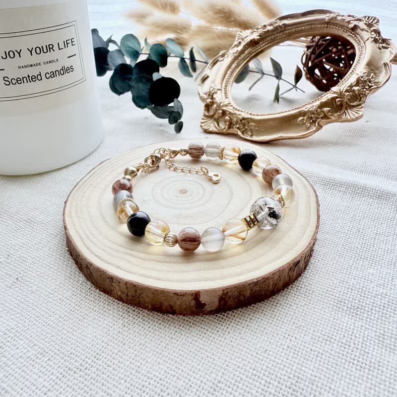 金根之光手鍊・閃靈鑽、黃塔晶、彩月光、銅髮晶、黑龍晶