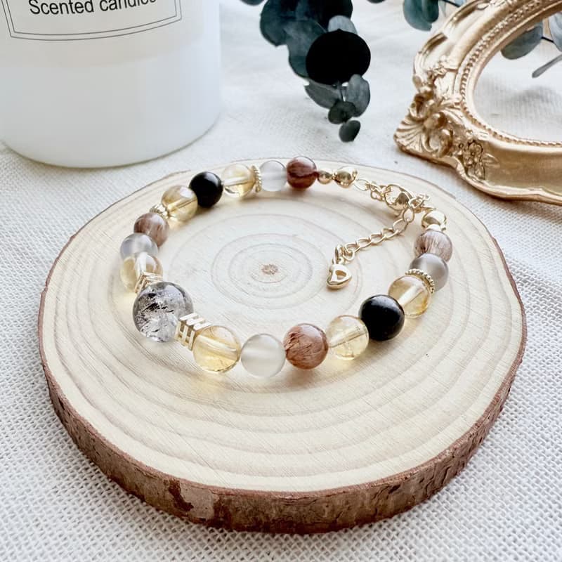 金根之光手鍊・閃靈鑽、黃塔晶、彩月光、銅髮晶、黑龍晶