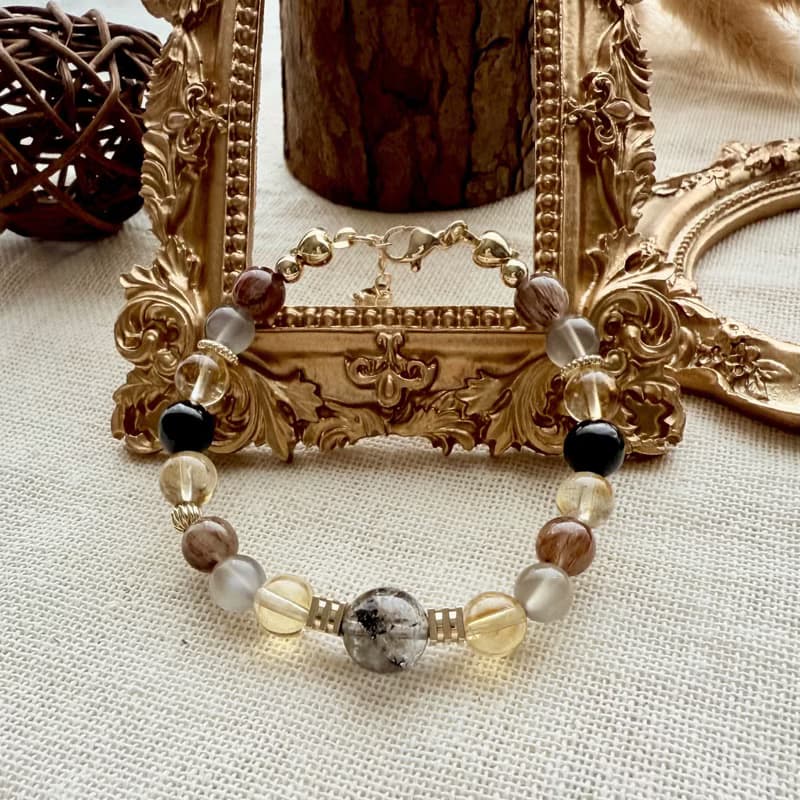 金根之光手鍊・閃靈鑽、黃塔晶、彩月光、銅髮晶、黑龍晶