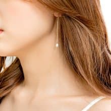 Tiny Oval Pearl Silver Drop Earrings 小顆珍珠純銀鍍18K金耳環
