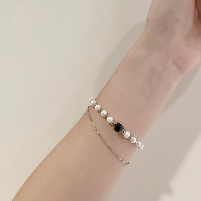 Mimis 設計款 不鏽鋼 星辰珍珠 胎毛手鍊