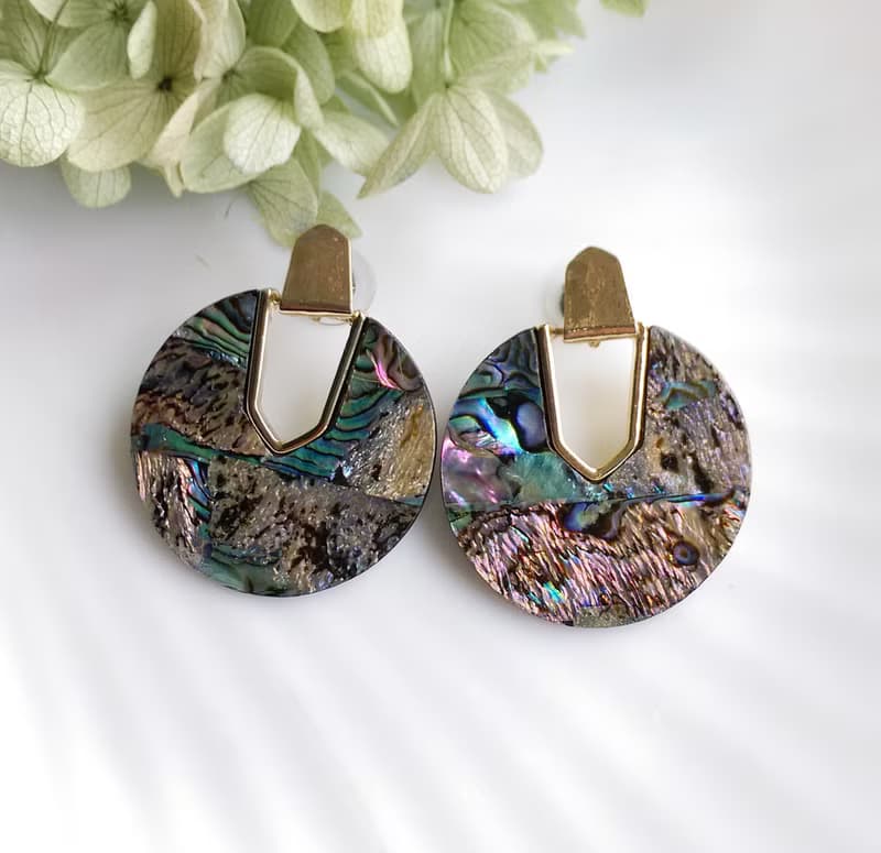 Vintage Jewelry 西洋古董飾品 鮮麗 貝殼光澤 針式耳環