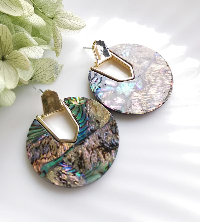 Vintage Jewelry 西洋古董飾品 鮮麗 貝殼光澤 針式耳環