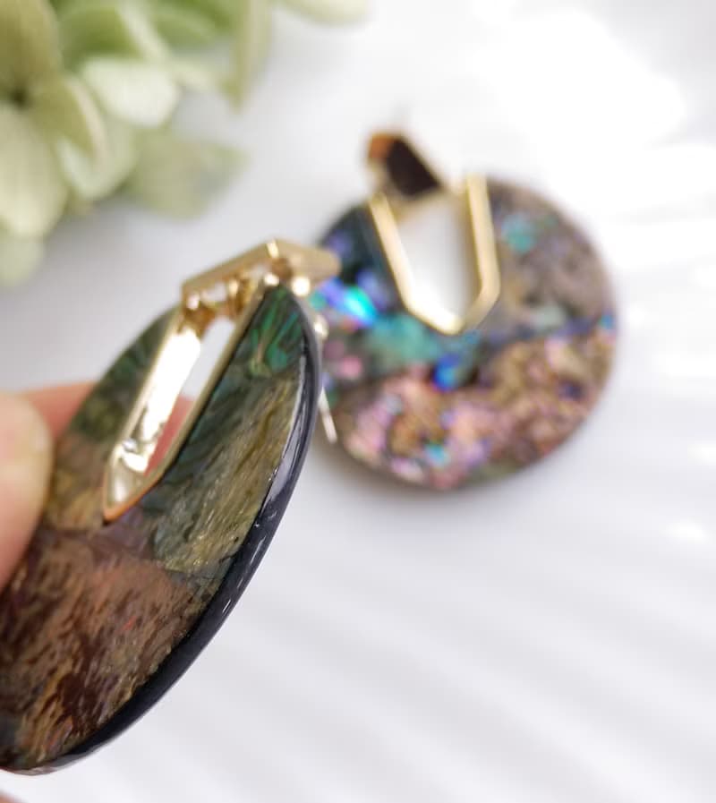 Vintage Jewelry 西洋古董飾品 鮮麗 貝殼光澤 針式耳環