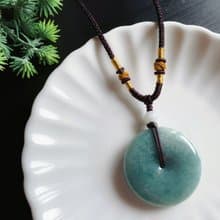 天然緬甸玉翡翠 藍水 平安扣 項鍊 禮物 護身 招財 保平安