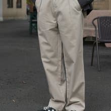 PANTS 日系復古直筒寬鬆休閒褲 淺卡其繫帶設計感通勤工裝長褲
