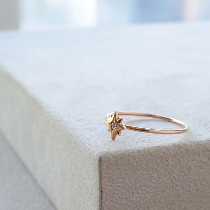 Gold Polish Ring 黃金鑽石戒指 日本製造 Octagram