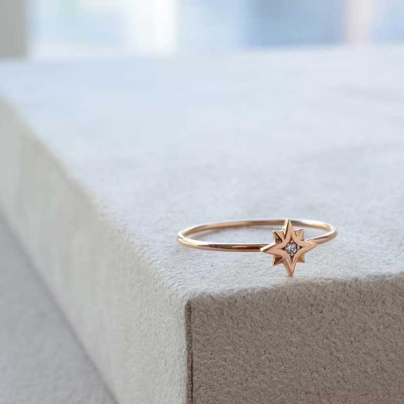 Gold Polish Ring 黃金鑽石戒指 日本製造 Octagram