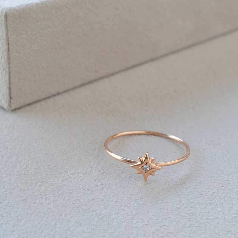 Gold Polish Ring 黃金鑽石戒指 日本製造 Octagram