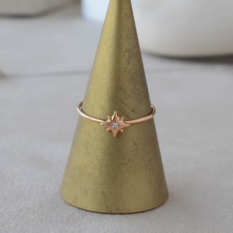 Gold Polish Ring 黃金鑽石戒指 日本製造 Octagram