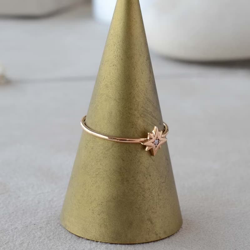 Gold Polish Ring 黃金鑽石戒指 日本製造 Octagram
