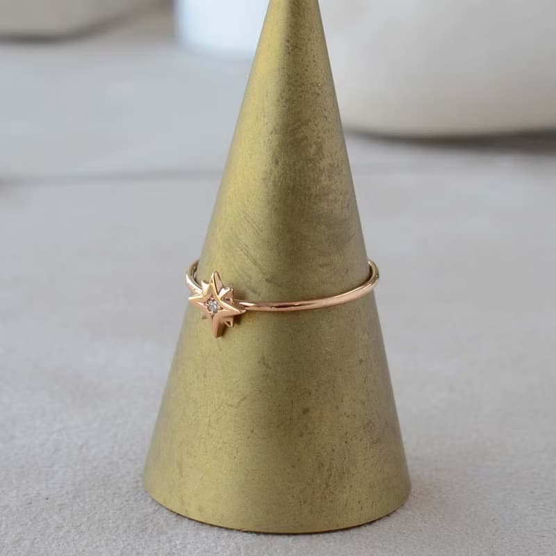 Gold Polish Ring 黃金鑽石戒指 日本製造 Octagram