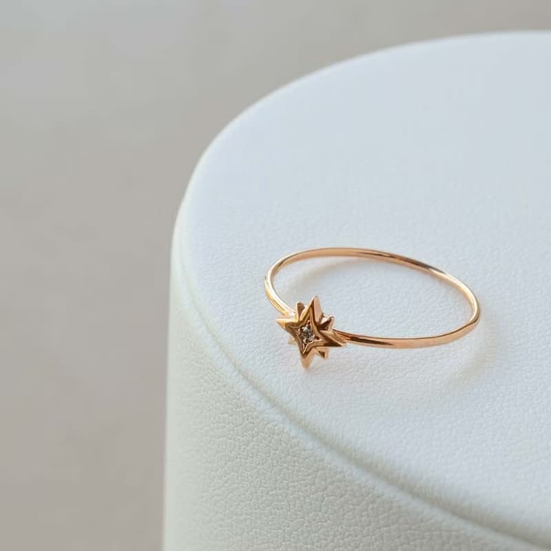 Gold Polish Ring 黃金鑽石戒指 日本製造 Octagram