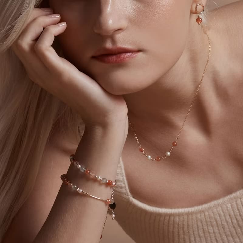 阿魯沙太陽石珍珠925銀水晶手鍊 禮物