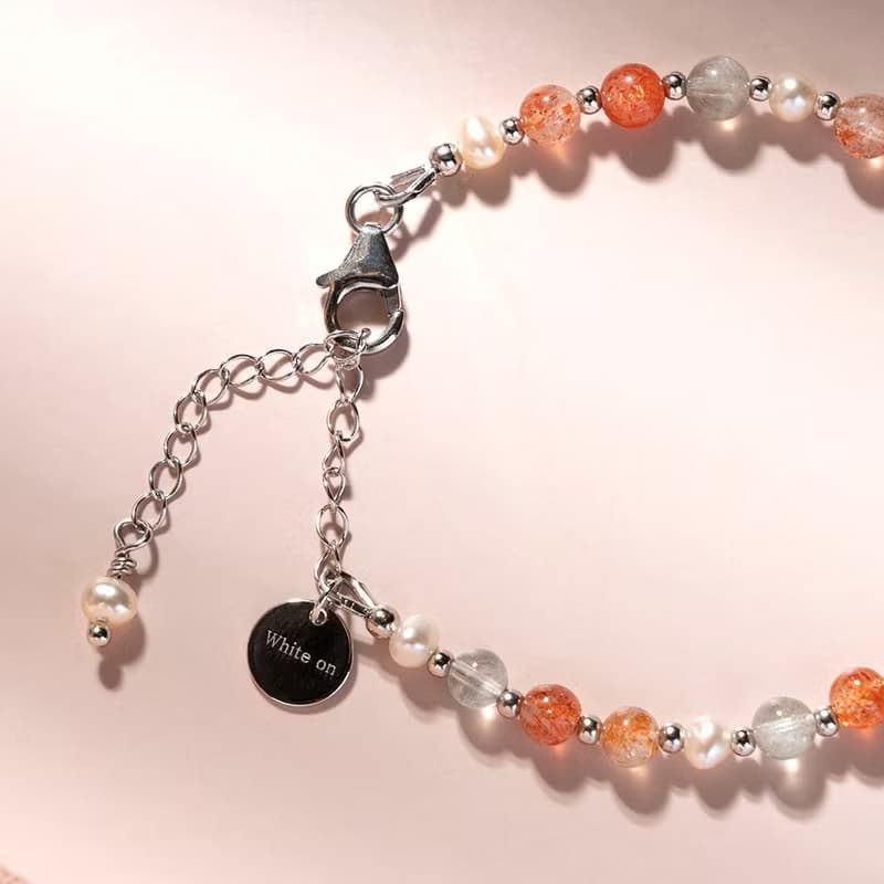 阿魯沙太陽石珍珠925銀水晶手鍊 禮物
