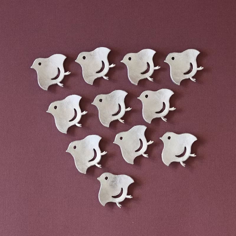ちどりのカタチの錫の箸置き    ちどりがね