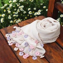 レースの花付き シフォンストール【マリー】クレームベージュ