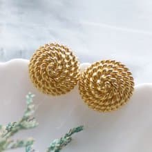 Vintage Jewelry 西洋古董飾品 MONET 金色調 螺旋圓 針式耳環