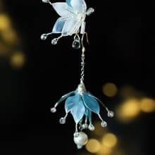 冬季聖誕系列 極光色雪天使  不對稱水晶花樹脂耳環 耳勾