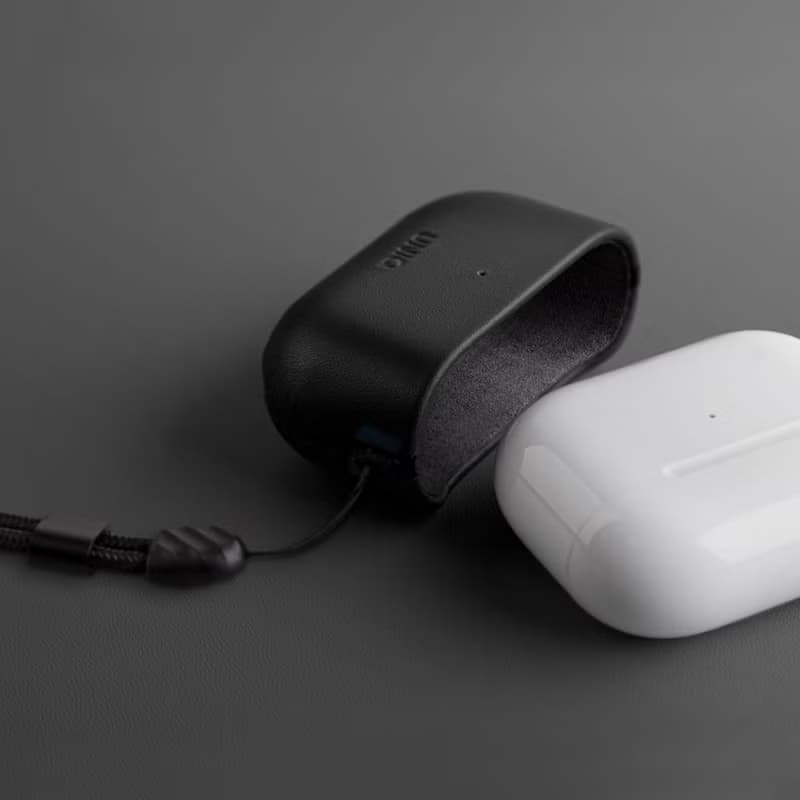 AirPods 3代 Terra 手工真皮收納保護套 配掛繩-黑色