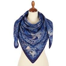 Original Pavlovo Posad Russian Shawl 100% Wool Woolen Scarf 115x115 cm 10321-14
