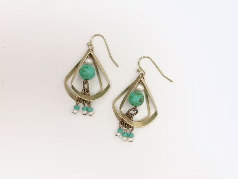 地仙 L'IMMORTEL 落地之前 土耳其色黃銅垂墜耳飾 /ve