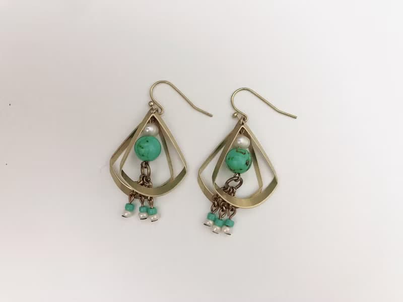 地仙 L'IMMORTEL 落地之前 土耳其色黃銅垂墜耳飾 /ve