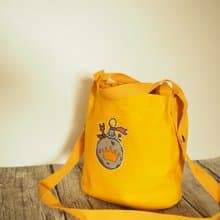 手工縫製托特側肩包斜揹帆布手袋 可愛貓貓卡通刺繡