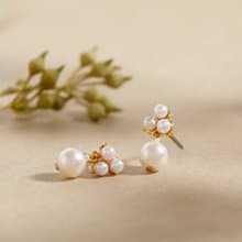 flower pearl pierced earring pearl　ニッケルフリー　チタンポスト　パール　ゴールド