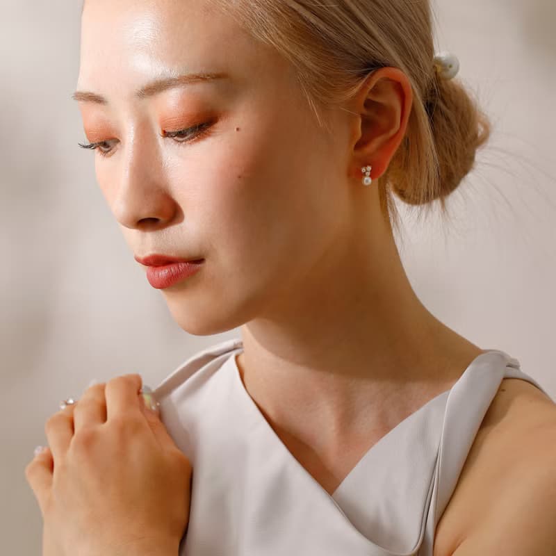 flower pearl pierced earring pearl　ニッケルフリー　チタンポスト　パール　ゴールド