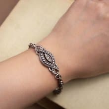 美國Avon品牌古董 1992年Heirloom Classic系列 仿白鐵礦古銀手鍊