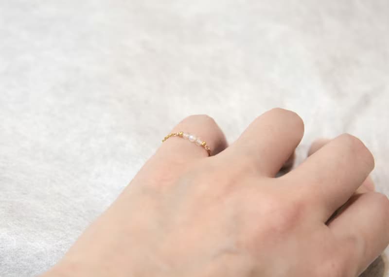 無垢 月光石/迷你月光石戒指 裸感尾戒 訂購鍊戒2件有優惠