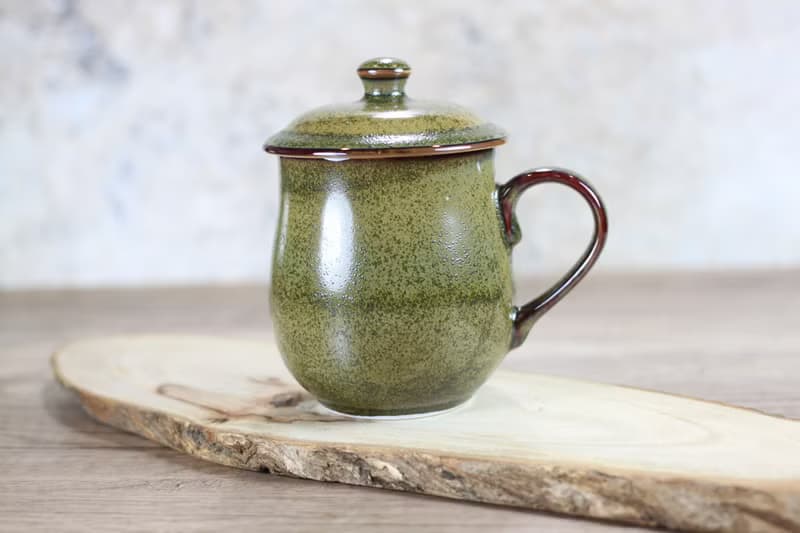 【母親節禮物】300ml 茶末釉蓋杯 帶蓋馬克杯 鶯歌名家葉敏祥作品