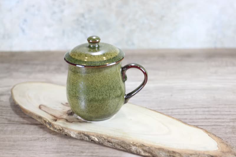 【母親節禮物】300ml 茶末釉蓋杯 帶蓋馬克杯 鶯歌名家葉敏祥作品