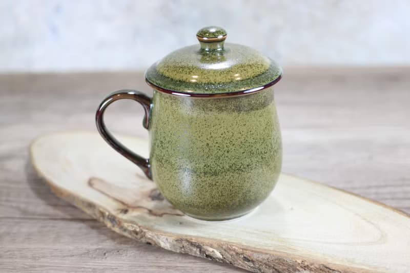 【母親節禮物】300ml 茶末釉蓋杯 帶蓋馬克杯 鶯歌名家葉敏祥作品