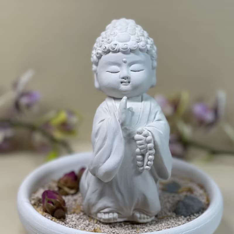 佛像擺飾 淨念吉祥小佛之初心 中盤套組 佛 公仔 宗教 開運