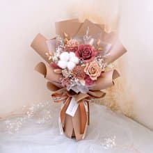 永生花束-乾燥玫瑰色 l 日本玫瑰 不凋花束 乾燥花束 乾燥花