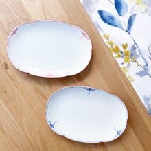 【喬遷禮物】洸琳窯 瓔珞紋花形橢圓盤 紅&藍