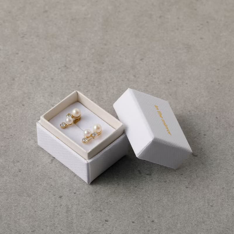 pearl step loop-fit earring CZ　ループフィットイヤリング　パール　キュービックジルコニア