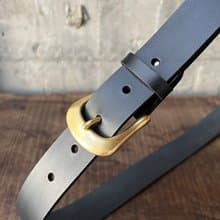 3cm寬 好耐皮帶 馬蹄頭I黑 義大利植鞣革真皮腰帶