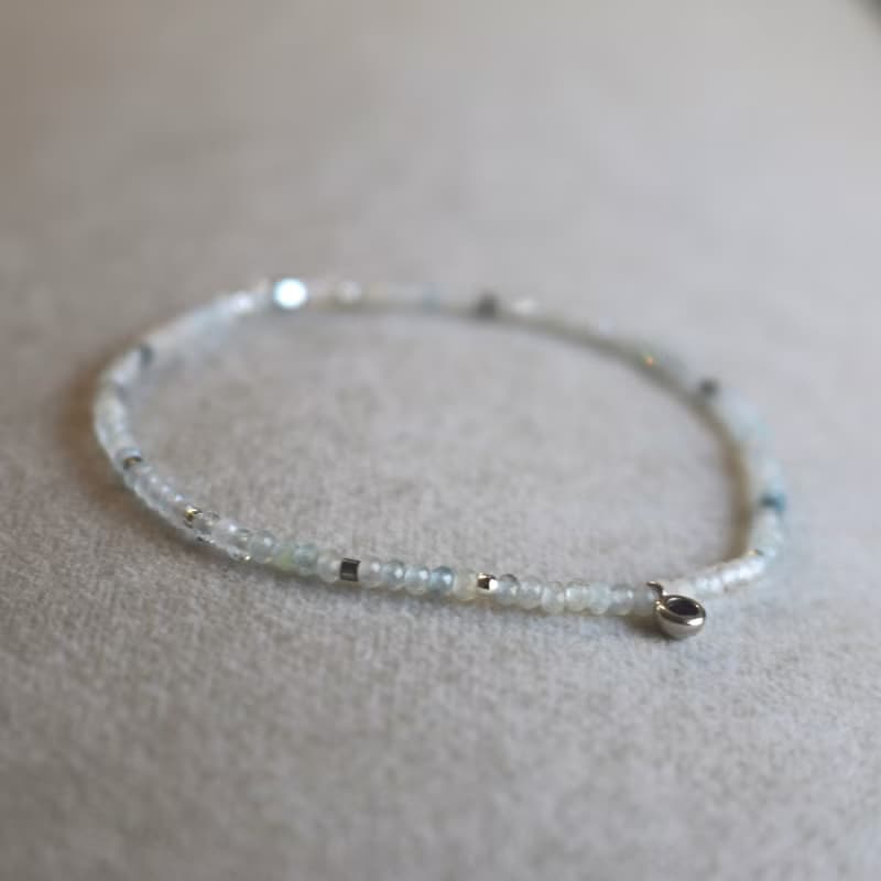 手環 釋放壓力 三月誕生石 海藍寶 - 雪球 -