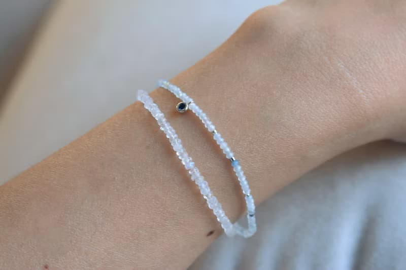 手環 釋放壓力 三月誕生石 海藍寶 - 雪球 -