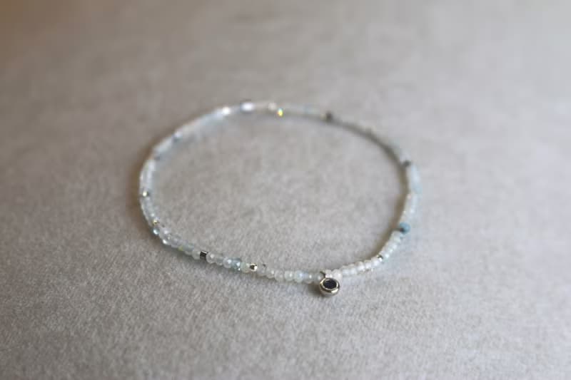 手環 釋放壓力 三月誕生石 海藍寶 - 雪球 -