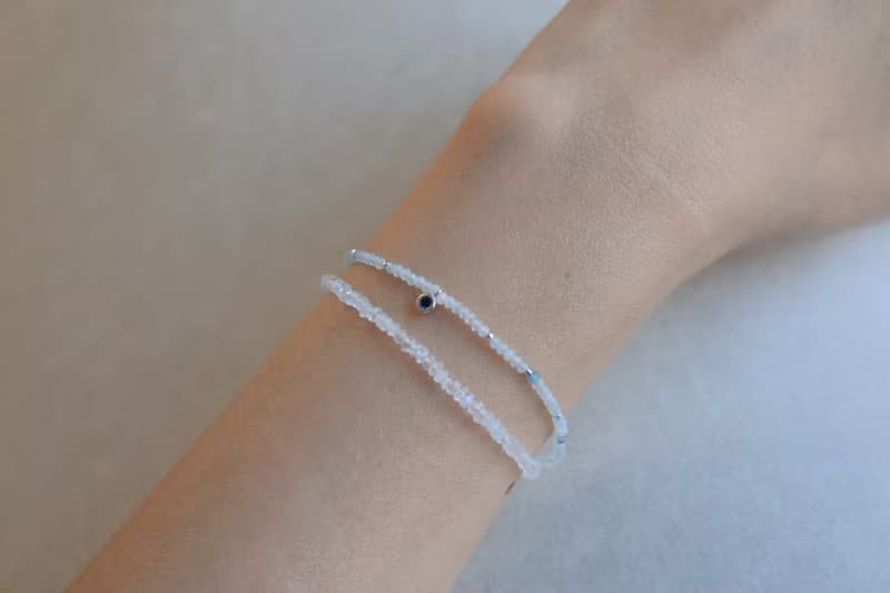 手環 釋放壓力 三月誕生石 海藍寶 - 雪球 -