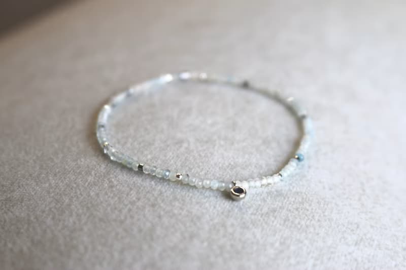 手環 釋放壓力 三月誕生石 海藍寶 - 雪球 -