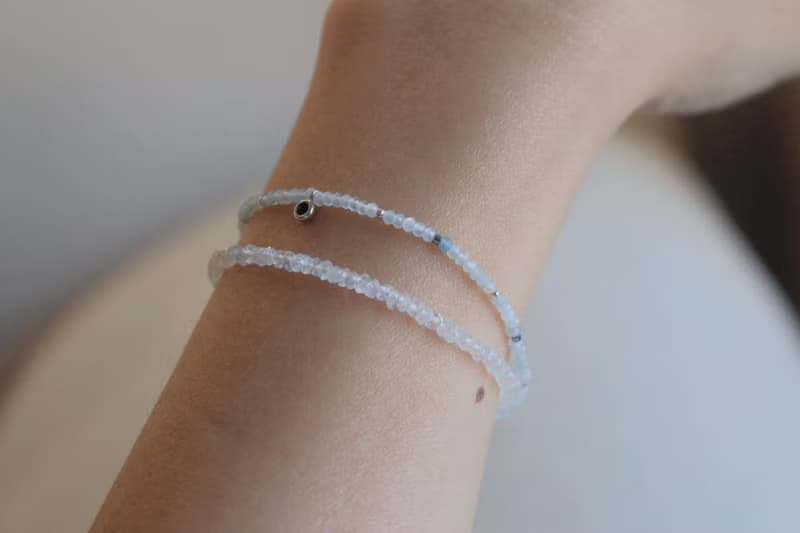 手環 釋放壓力 三月誕生石 海藍寶 - 雪球 -