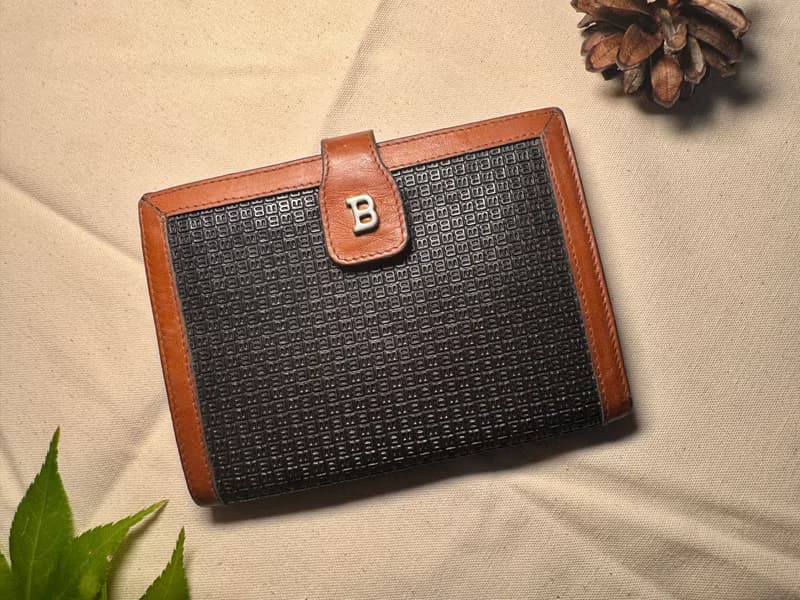 Bally國際版 棕色真皮 pvc 口金短夾