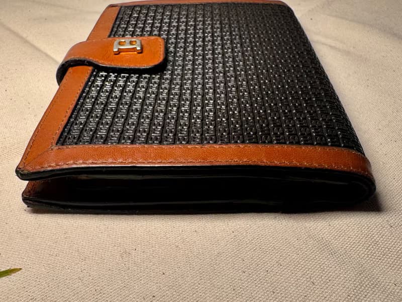 Bally國際版 棕色真皮 pvc 口金短夾