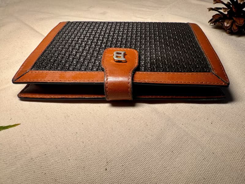 Bally國際版 棕色真皮 pvc 口金短夾